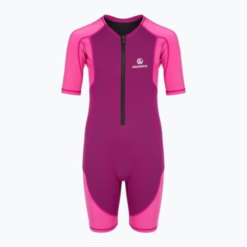 AQUASTIC Wavey combinaison néoprène enfant shorty 1,5 mm rose