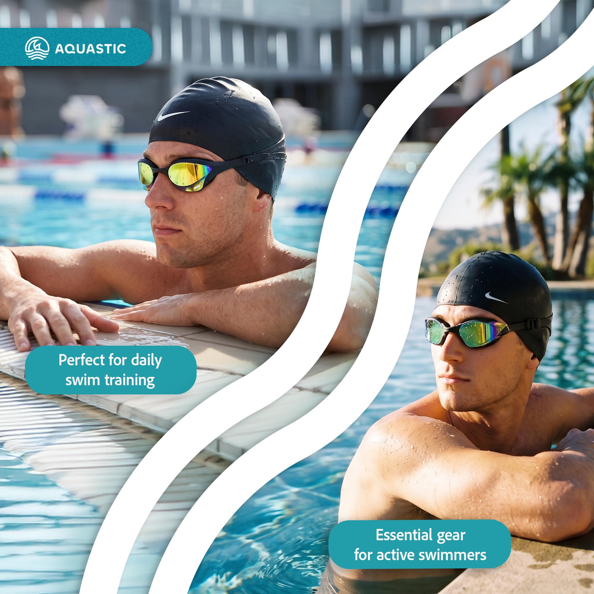 AQUASTIC Micta lunettes natation compétition noir miroir