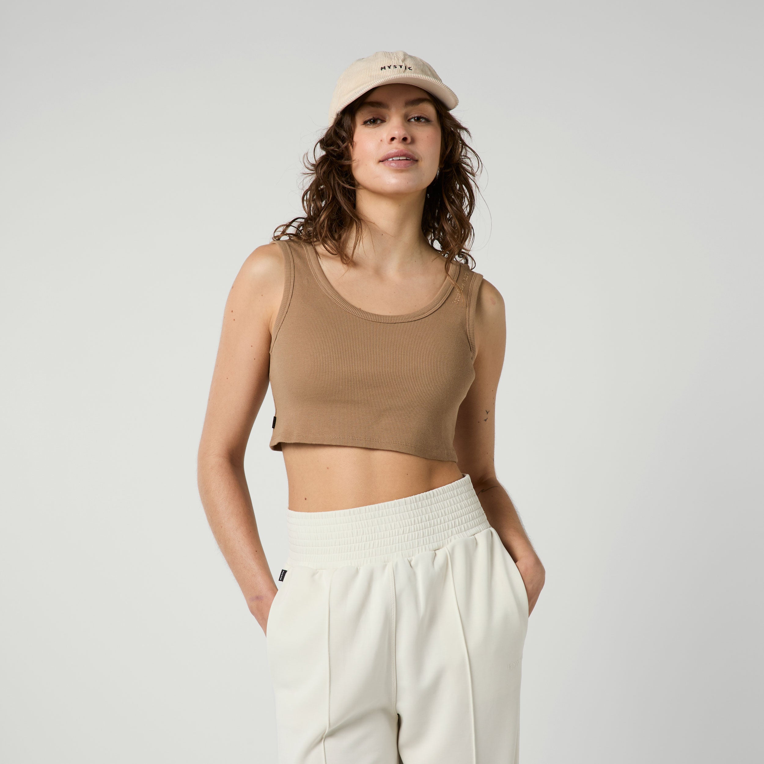 Mystic Glow Crop Tank débardeur femme marron côtelé