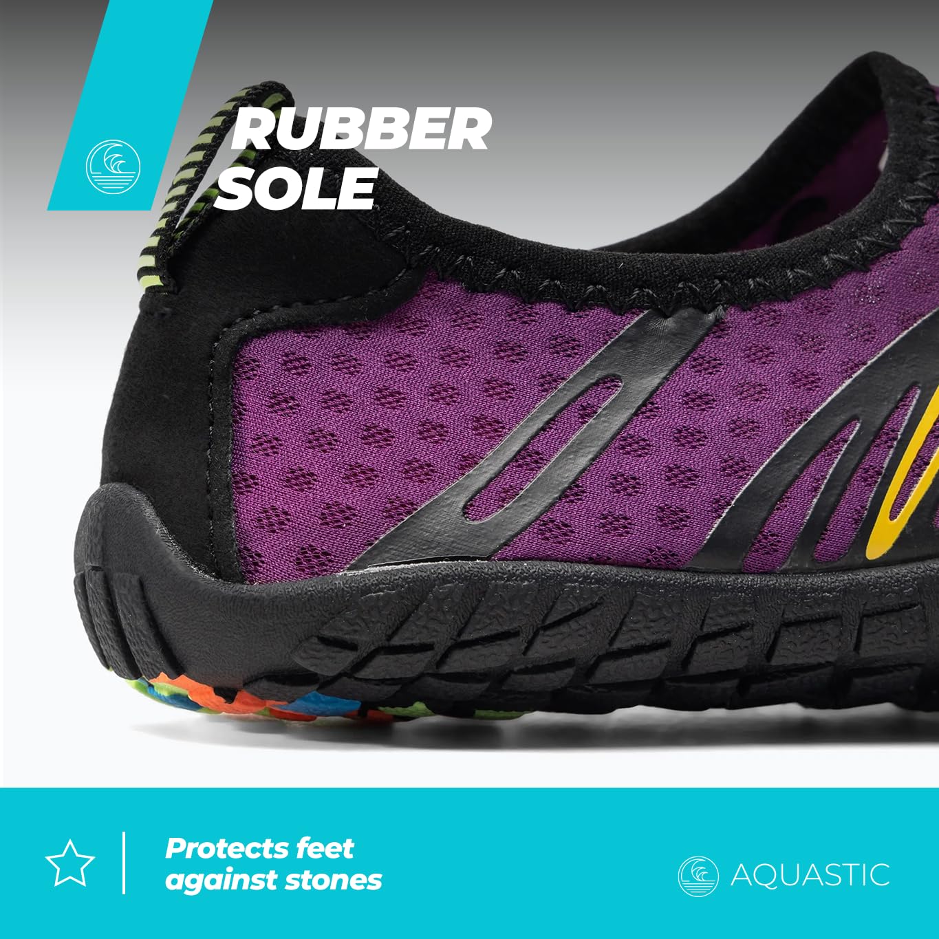 AQUASTIC chaussures aquatiques lilas lacets 35-46 semelle EVA