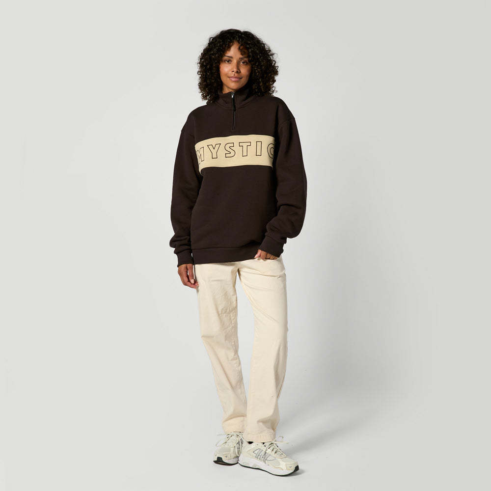Mystic Slate sweat zippé col montant marron molleton lourd