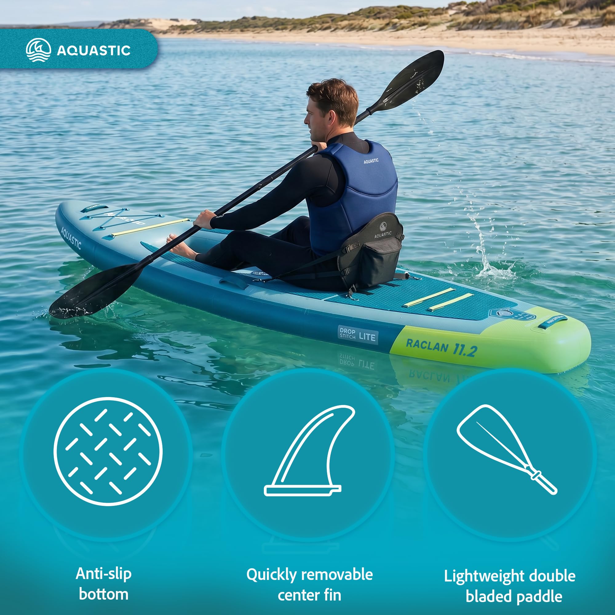 AQUASTIC Raglan 11'2 paddle kayak gonflable avec siège