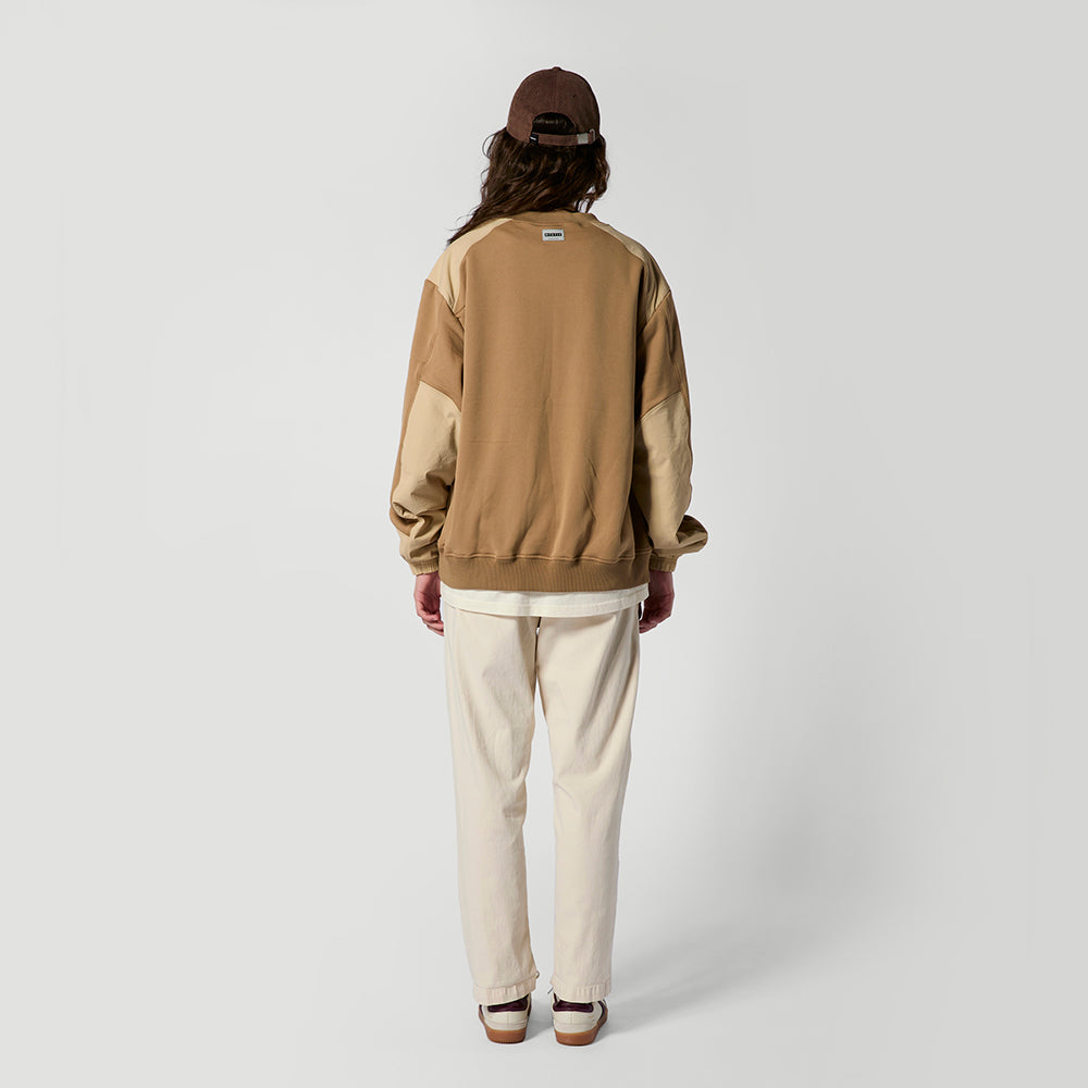 Mystic Conflux Crew sweat Slate Brown polaire stretch