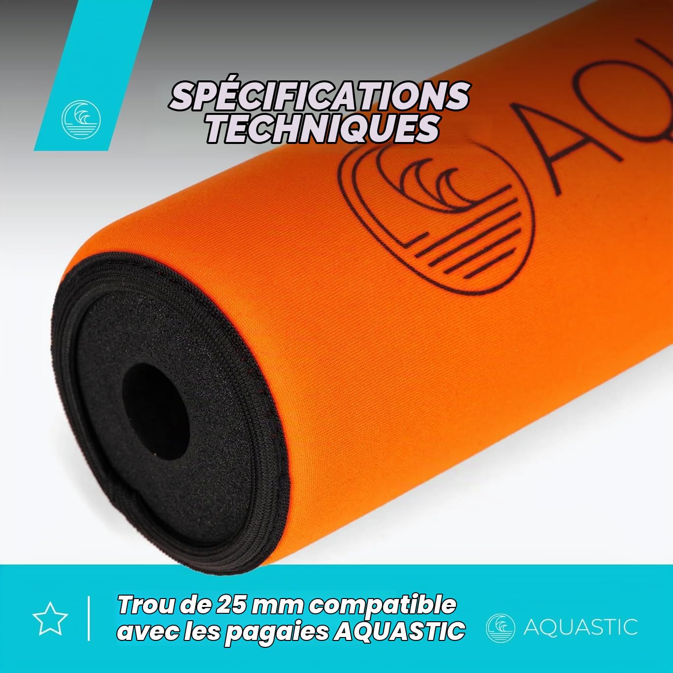 AQUASTIC AQS-SFS bouée pagaie SUP orange tige 25 mm