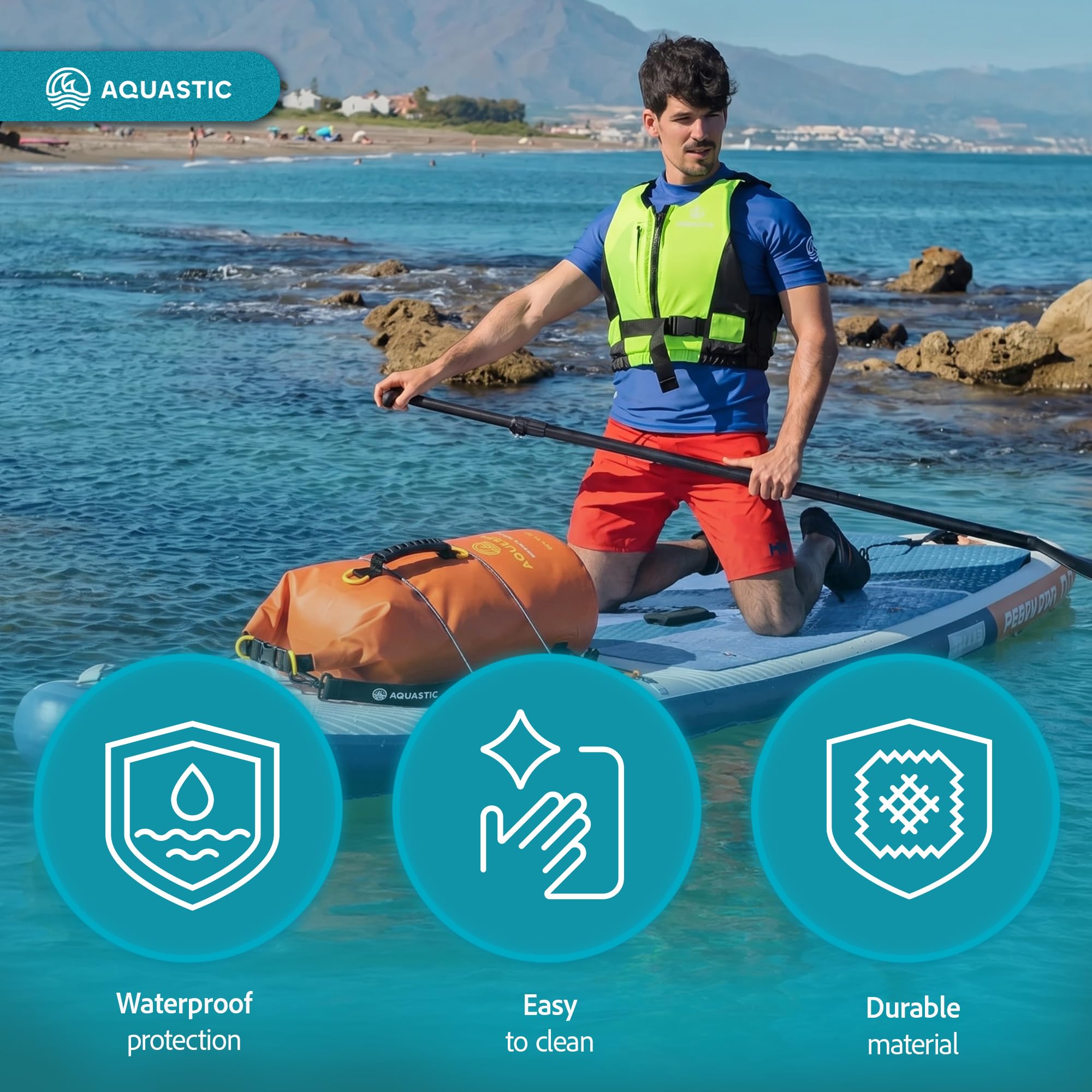 AQUASTIC sac étanche 30L orange PVC paddle