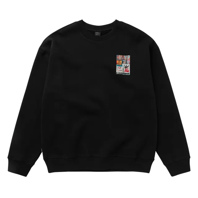 Mystic Funk sweat col rond noir coton