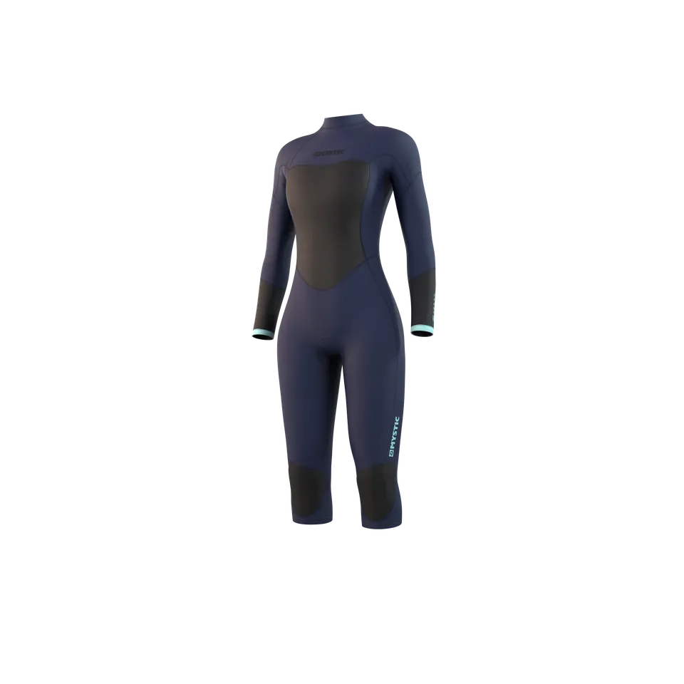 Mystic Brand Longarm Shortleg 3/2mm Bzip Flatlock combinaison femme bleu nuit