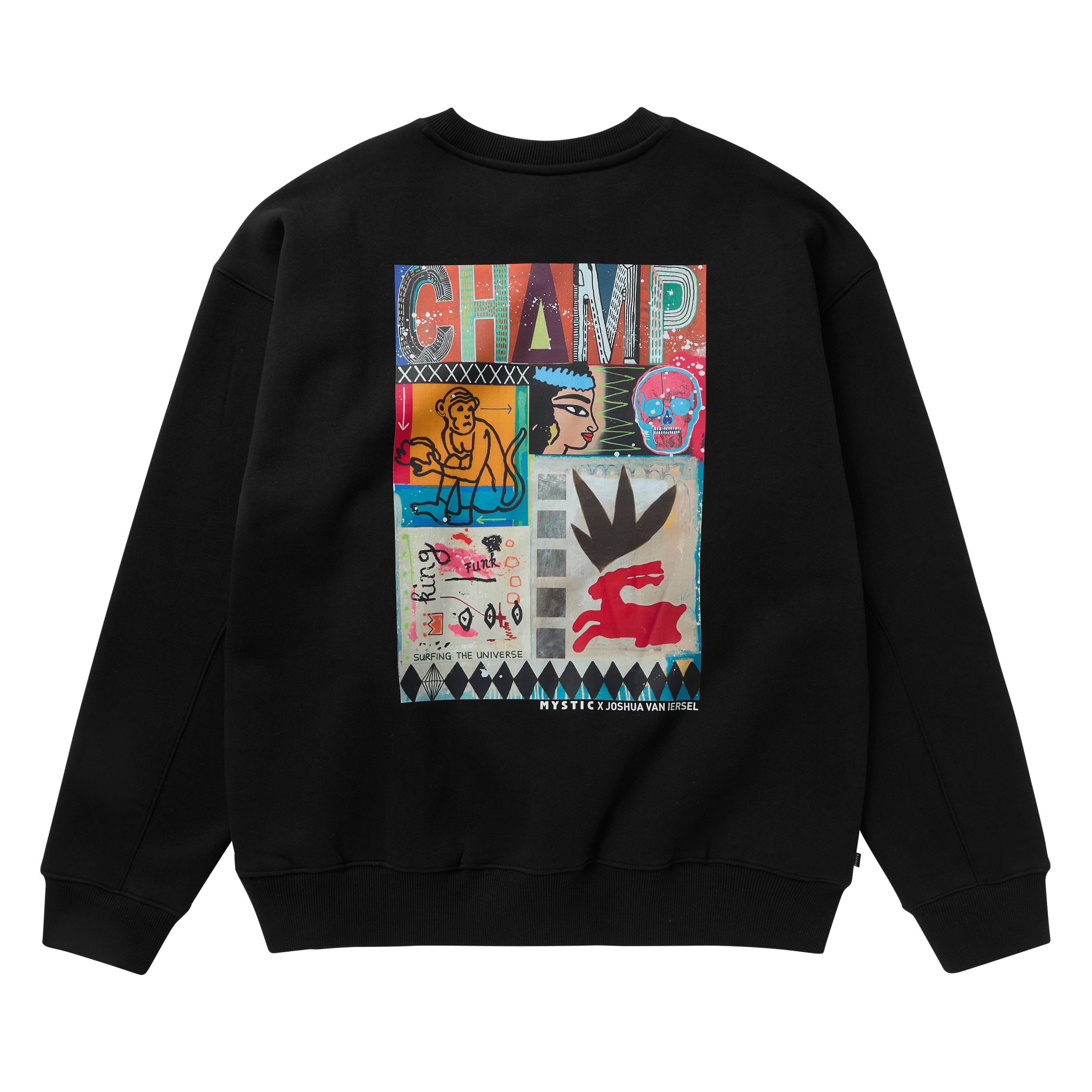 Mystic Funk sweat col rond noir coton