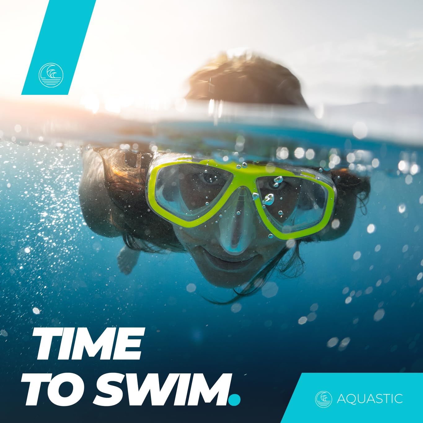 AQUASTIC Jetty masque snorkeling adulte bleu verre trempé