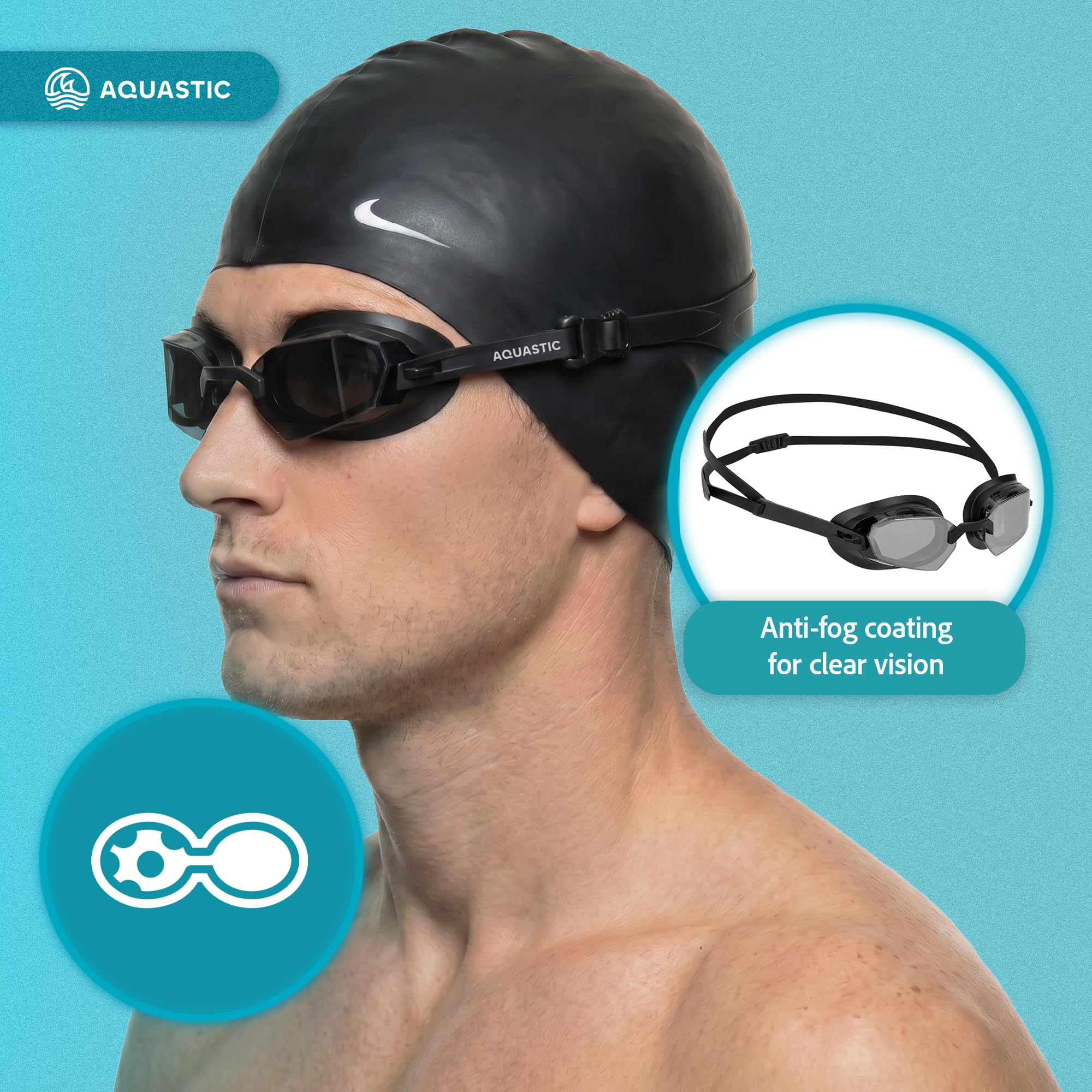 AQUASTIC Shako lunettes de natation miroir anti-buée