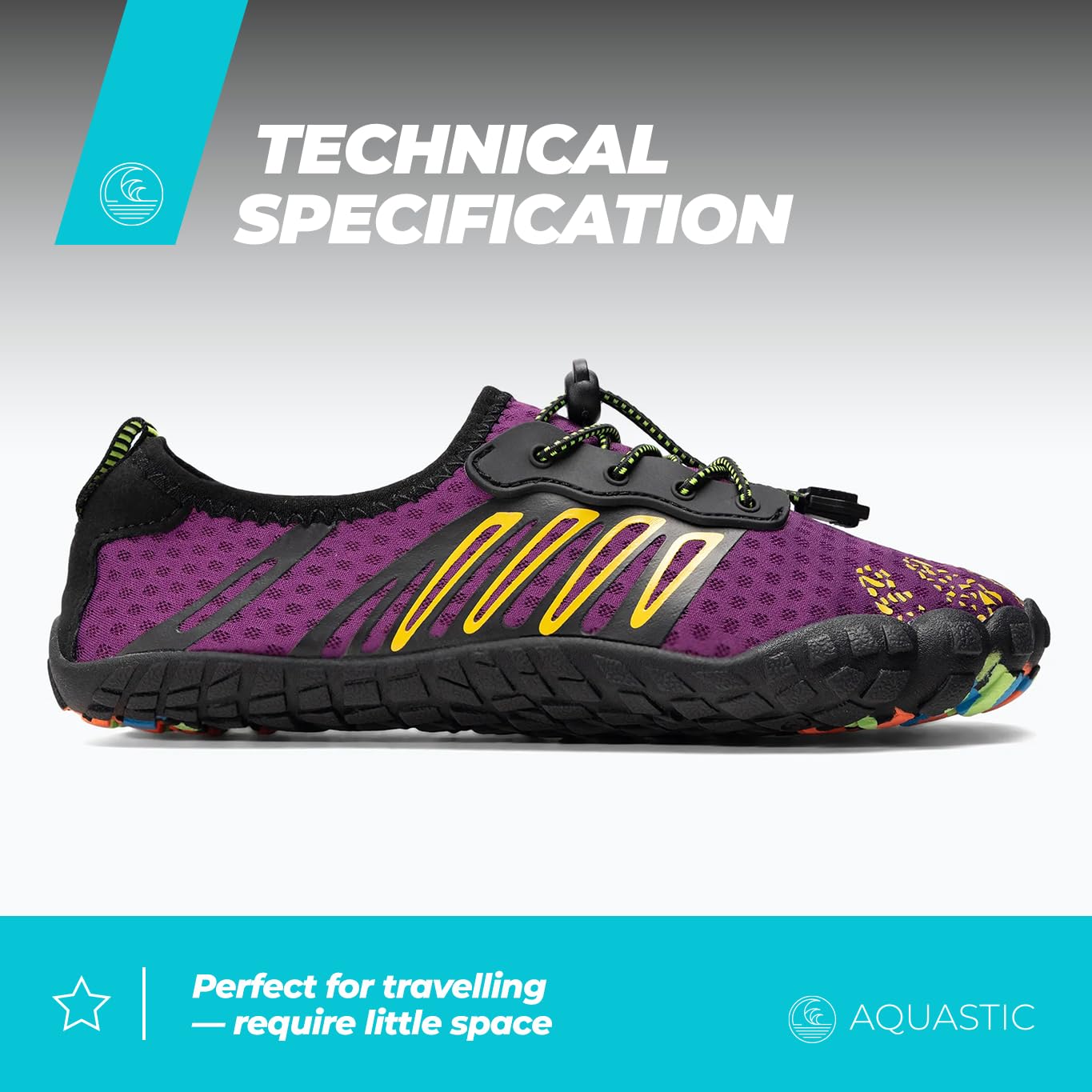 AQUASTIC chaussures aquatiques lilas lacets 35-46 semelle EVA
