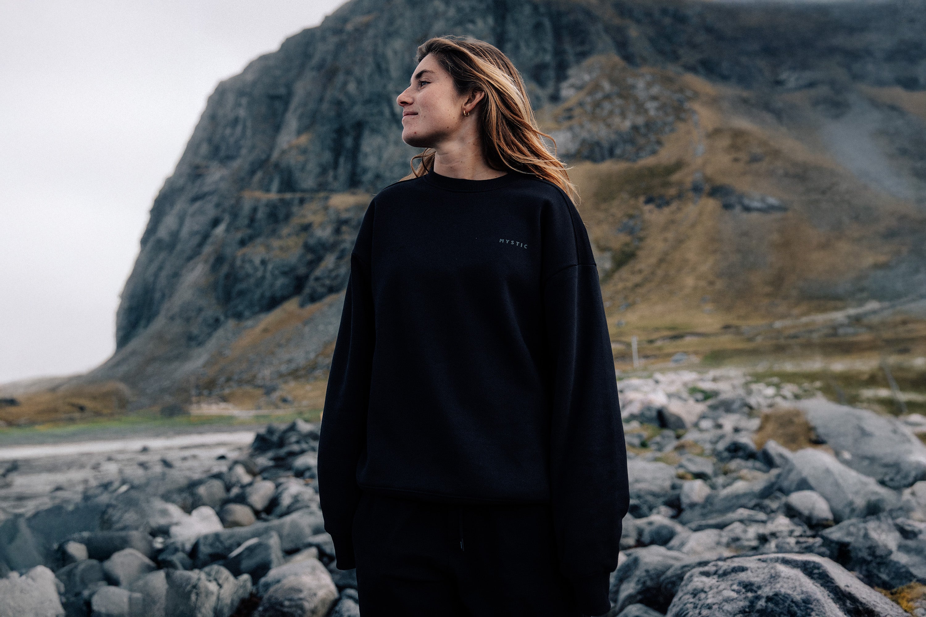 Mystic Profile Crew sweat oversize marron L gratté