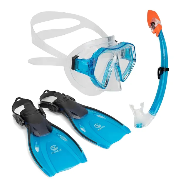 AQUASTIC Kit Snorkeling Enfant 3-en-1 Masque Palmes Tuba 33/38