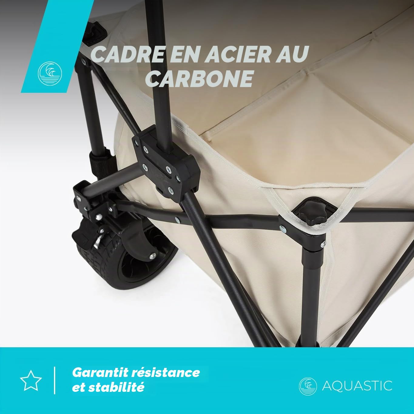 AQUASTIC Caro chariot pliable 127 L beige grandes roues