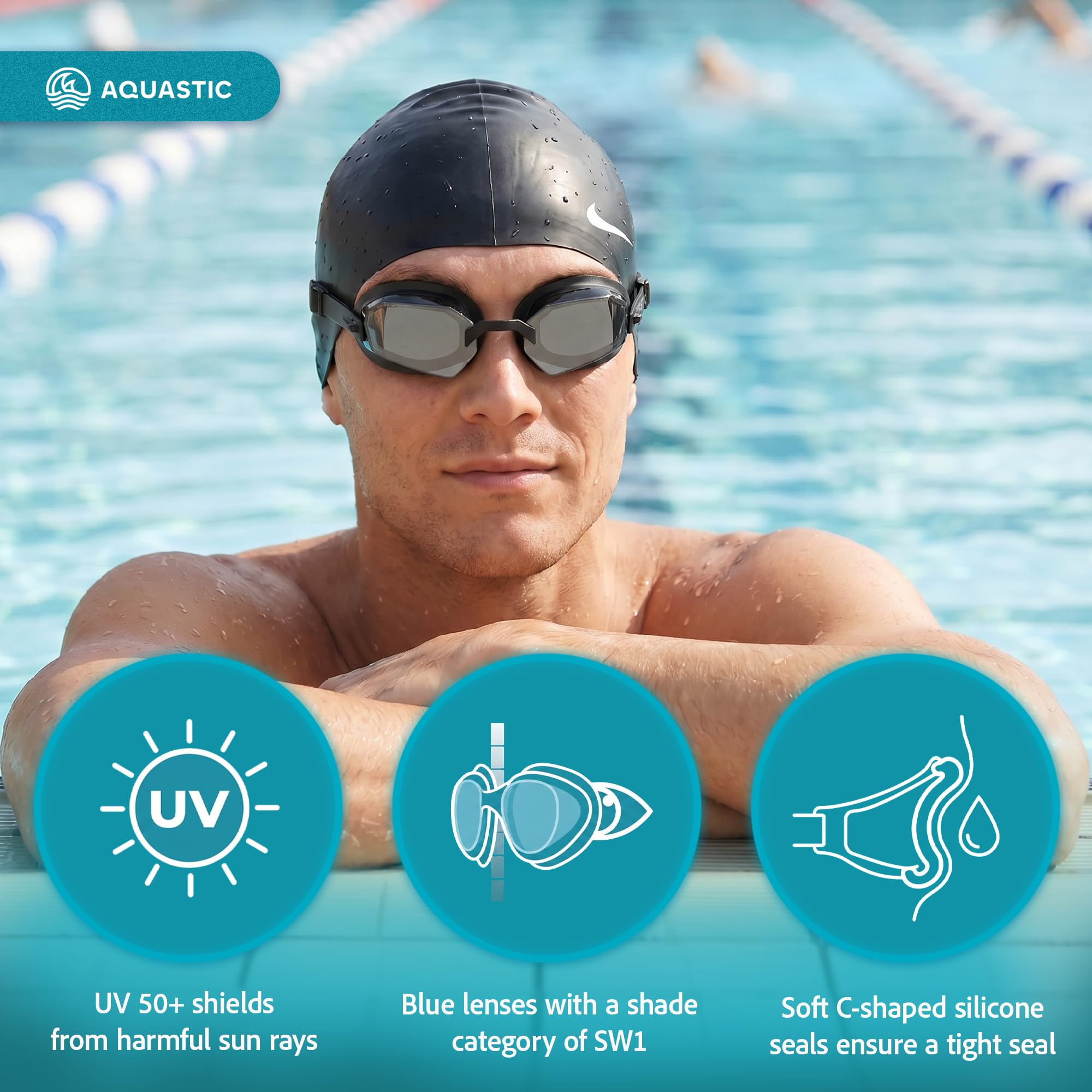 AQUASTIC Shako lunettes de natation miroir anti-buée