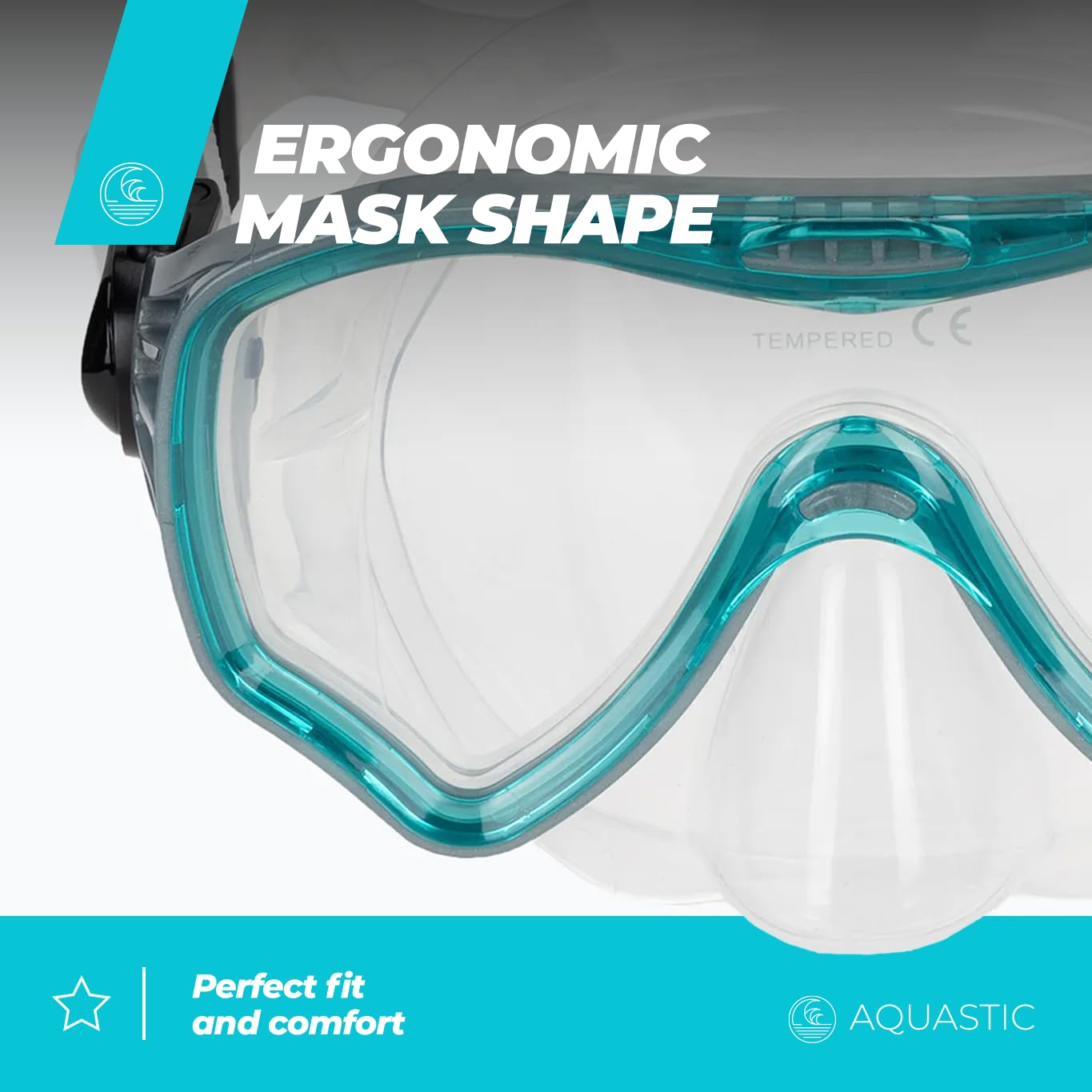 AQUASTIC Jetty masque snorkeling adulte bleu verre trempé