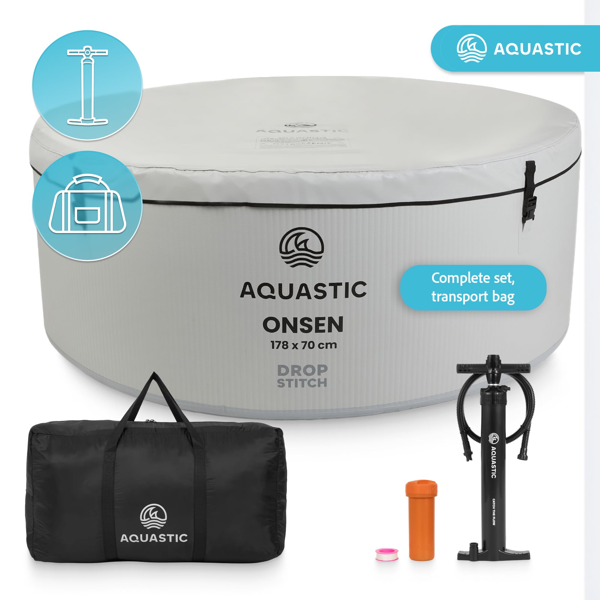 AQUASTIC ONSEN bain de glace gonflable 1200 L 178 cm Drop Stitch