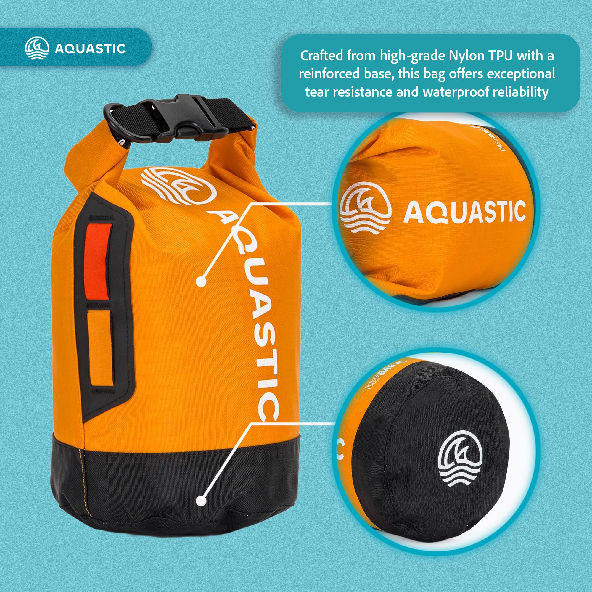 AQUASTIC dry bag sac étanche orange 8 L Nylon TPU