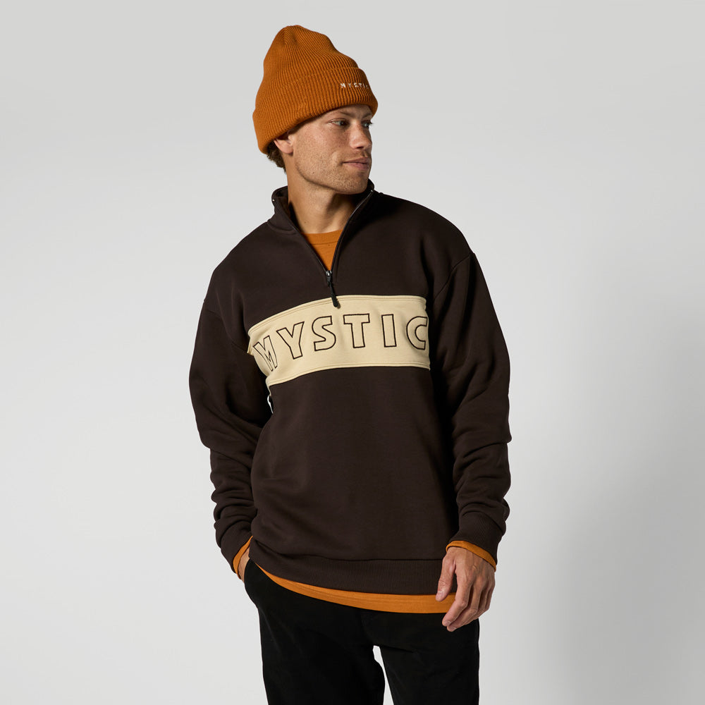 Mystic Slate sweat zippé col montant marron molleton lourd