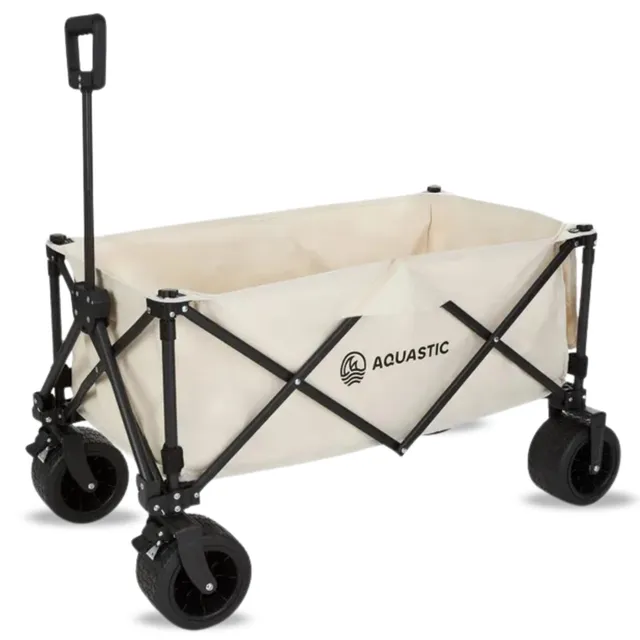 AQUASTIC Caro chariot pliable 127 L beige grandes roues