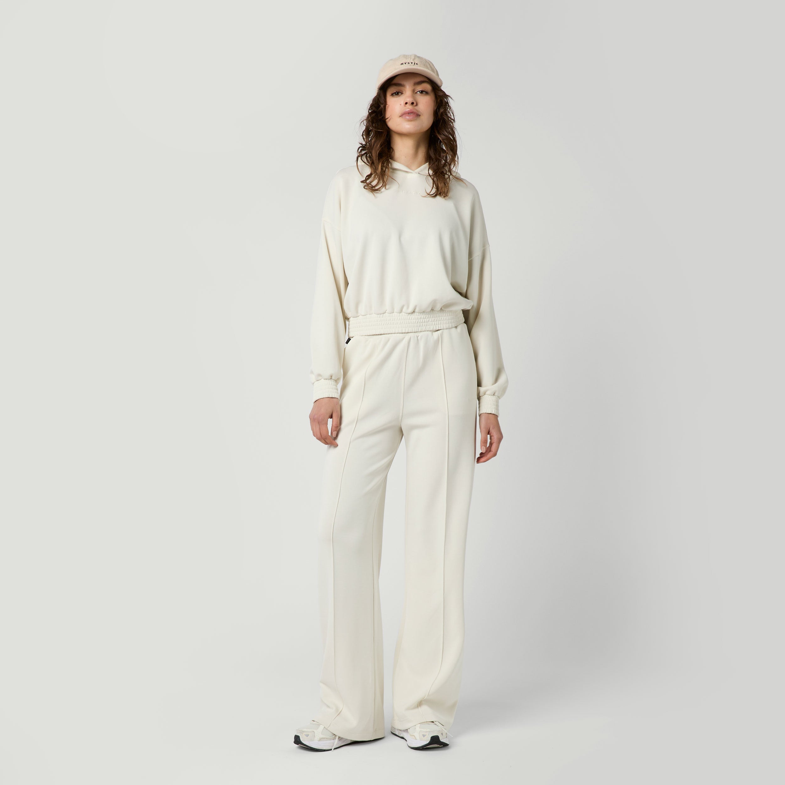 Mystic Breezy Hood sweat à capuche femme Dirty White cropped