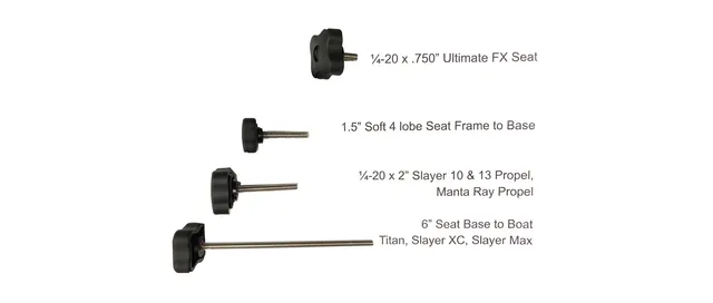 Native Watercraft Knob Sets molettes 1/4-20x2" noir kayak