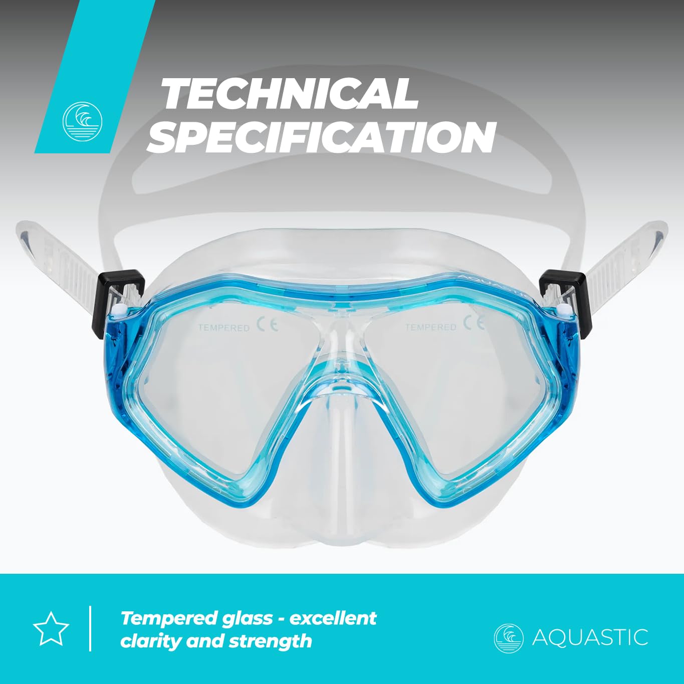 AQUASTIC Shelly JR Kit Snorkeling Enfant Masque Tuba Sifflet