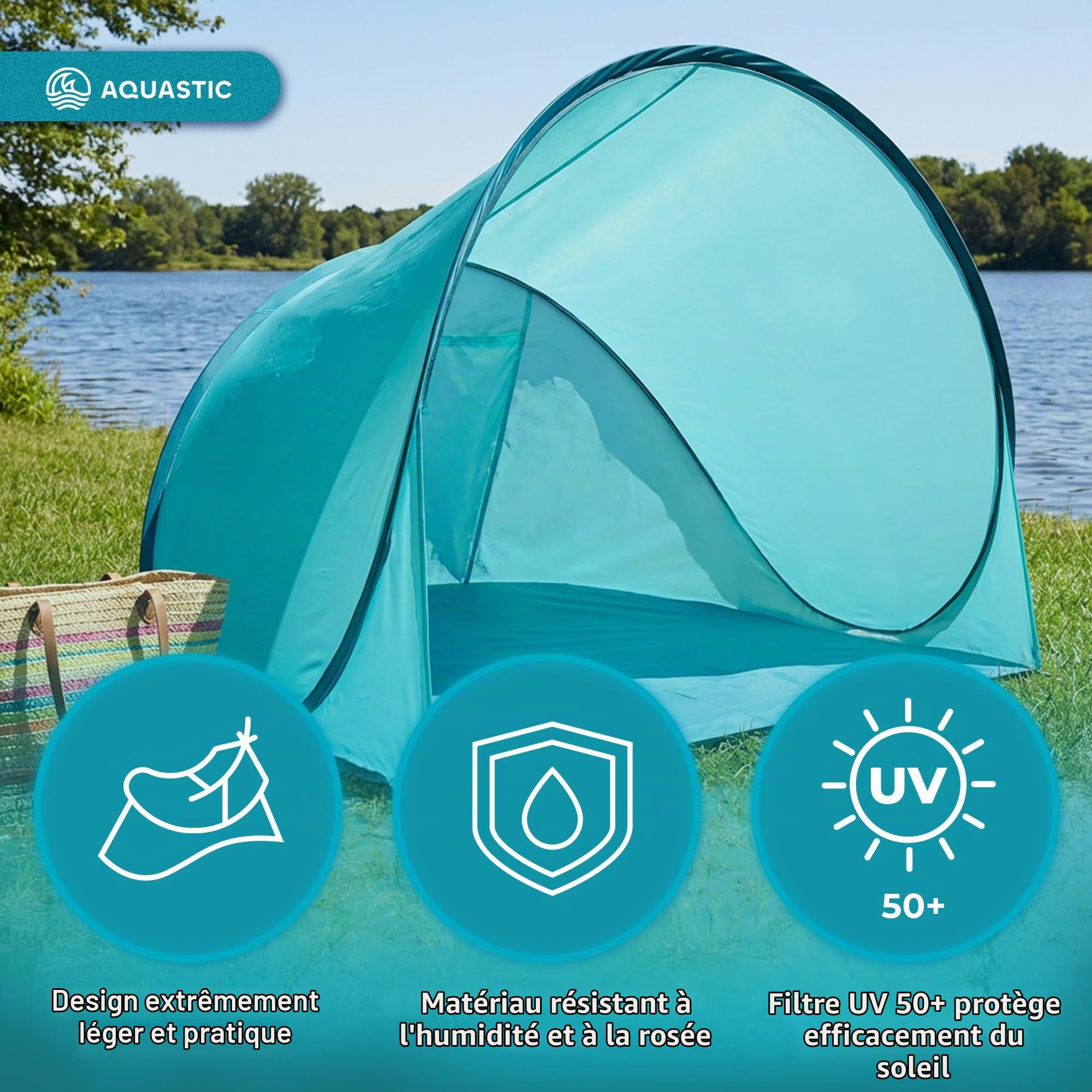 AQUASTIC Qsand tente de plage 140x120 cm 3 places