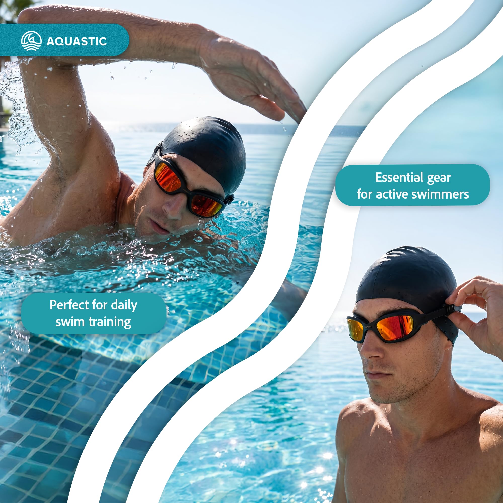 AQUASTIC Vili lunettes de natation miroir noires