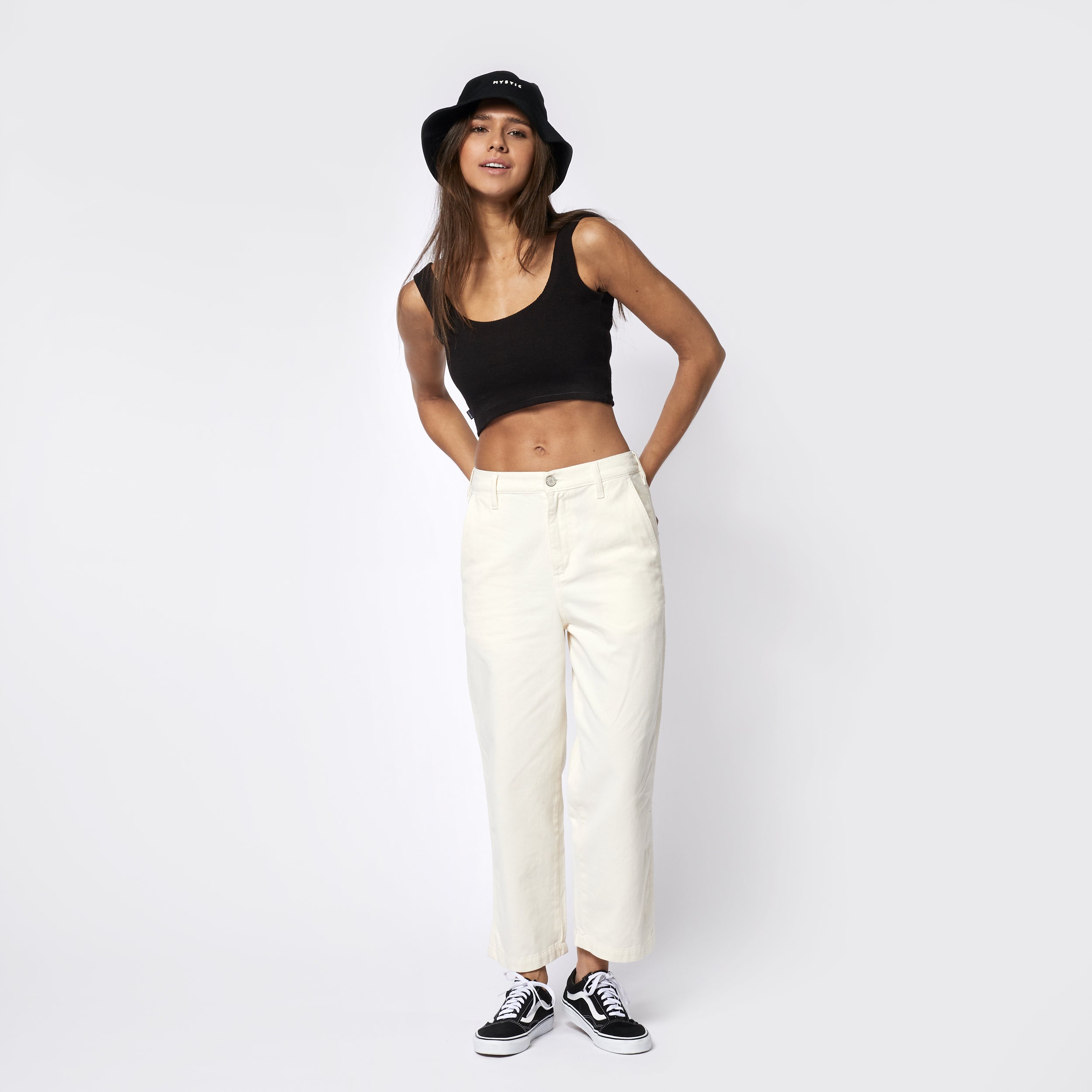 Mystic Ziggy pantalon femme M écru cropped twill