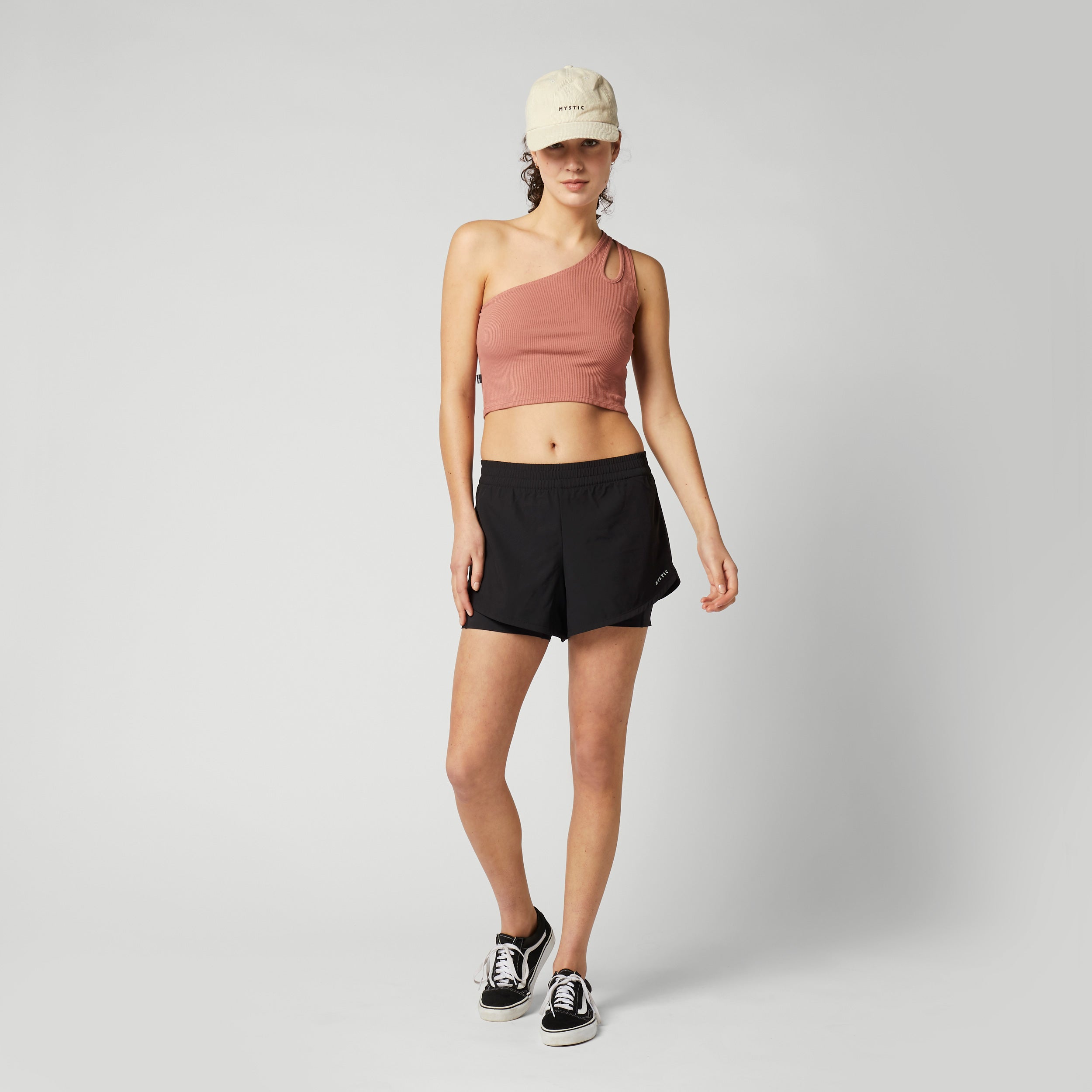 Mystic Evoke top femme asymétrique noir côtelé