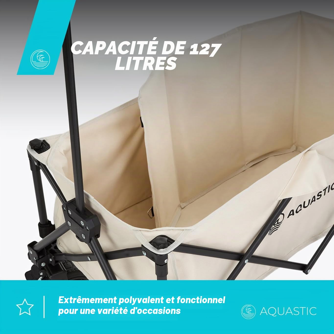 AQUASTIC Caro chariot pliable 127 L beige grandes roues