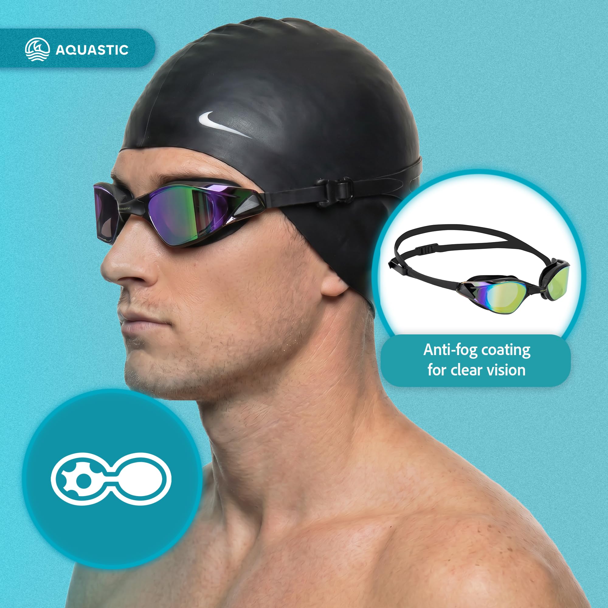 AQUASTIC Micta lunettes natation compétition noir miroir