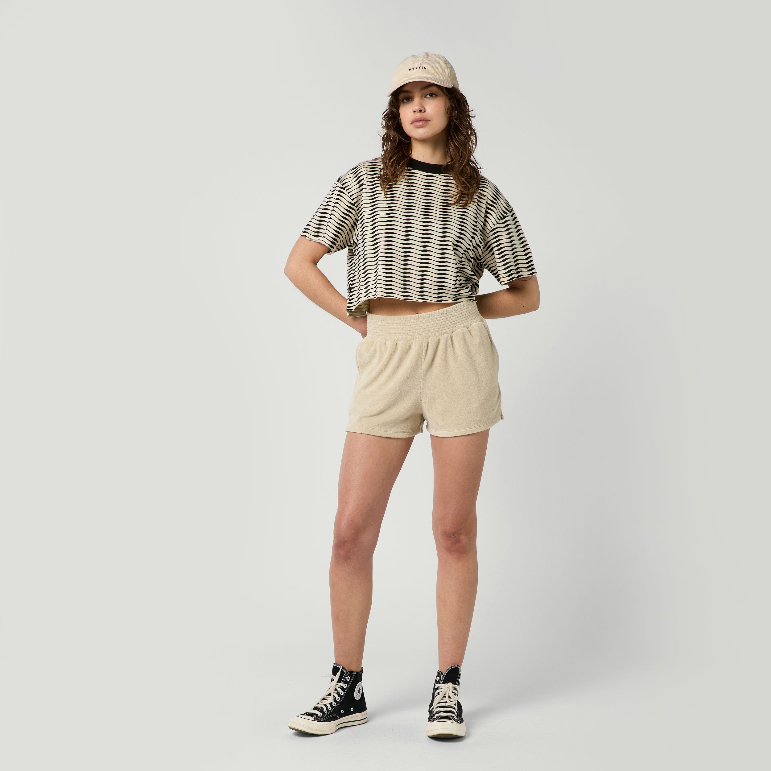 Mystic Duet Tee t-shirt femme sable coton cropped