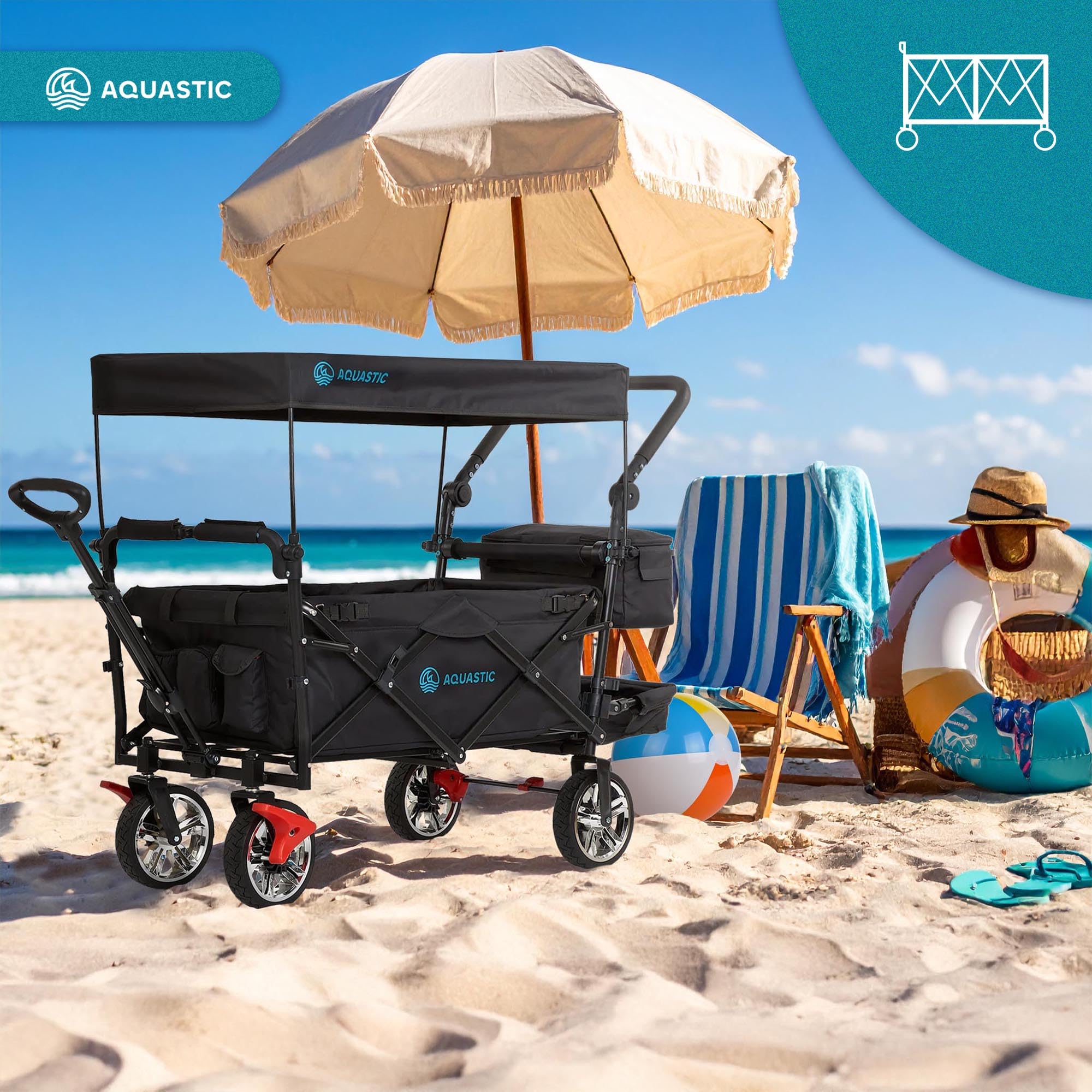 AQUASTIC chariot transport pliant 109 L noir freins