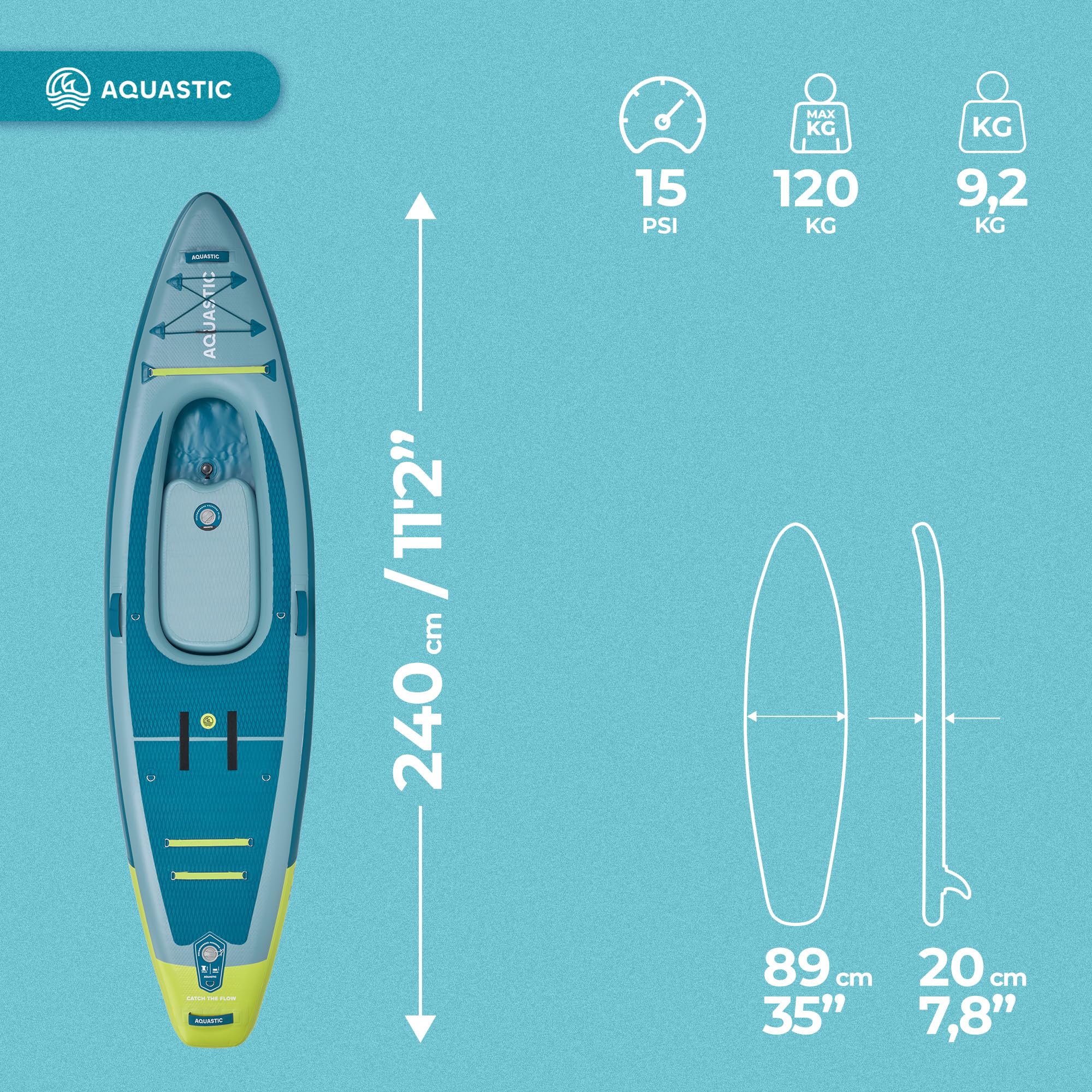 AQUASTIC Raglan 11'2 paddle kayak gonflable avec siège