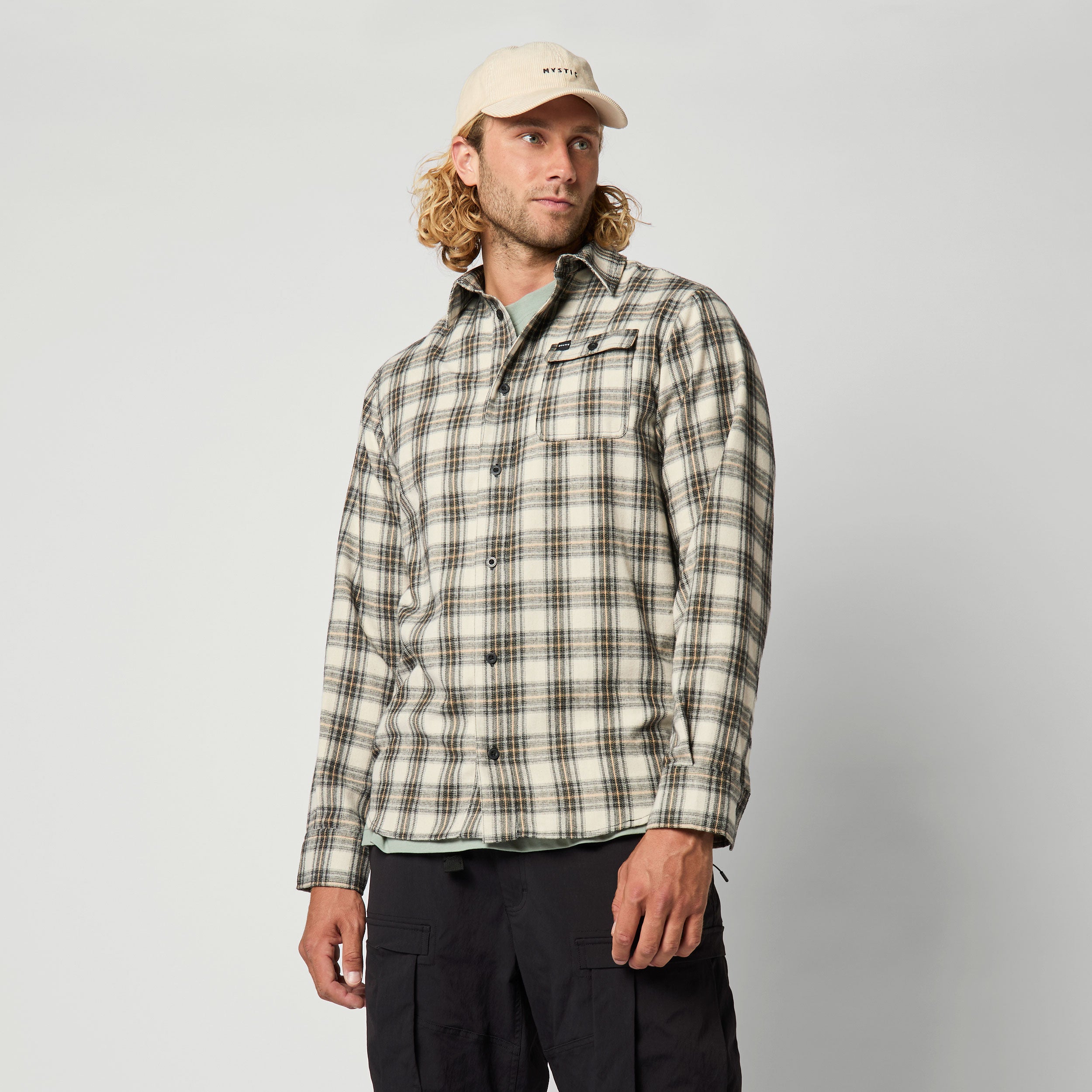 Mystic Check Shirt chemise carreaux homme blanc cassé flanelle