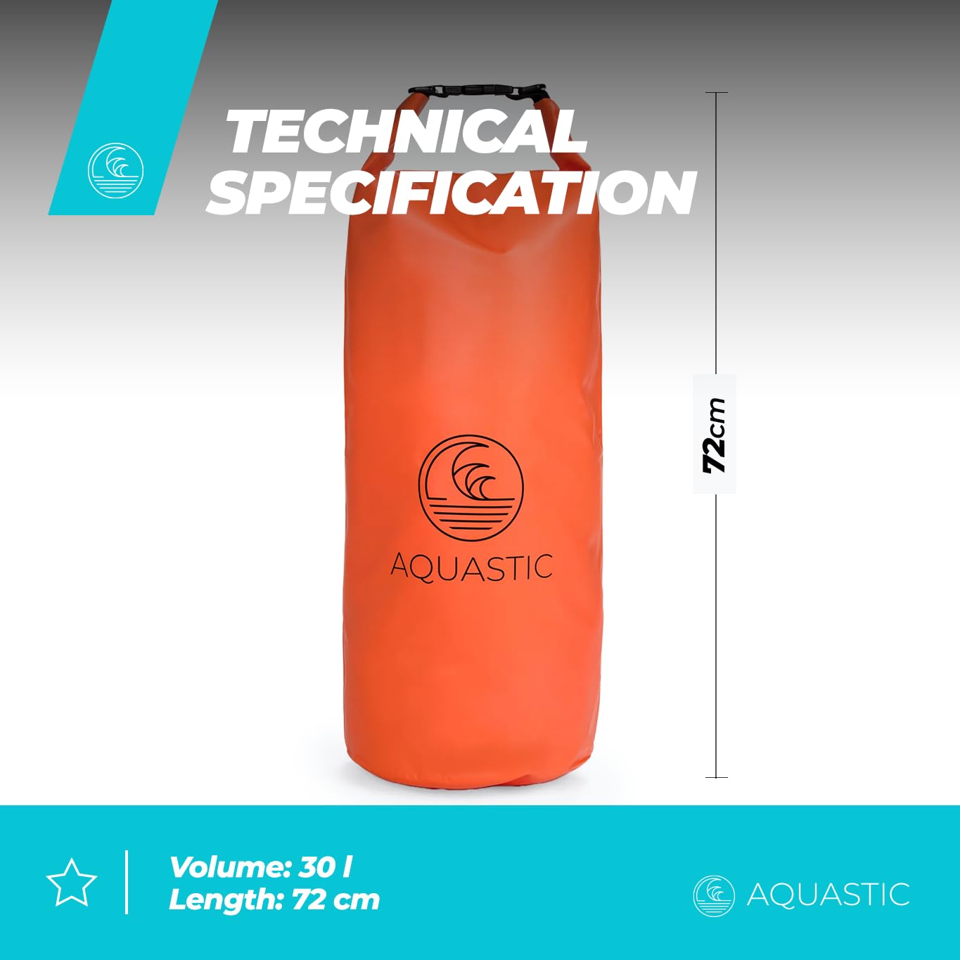 AQUASTIC HT-2225-4 sac étanche 30 L orange PVC 500D