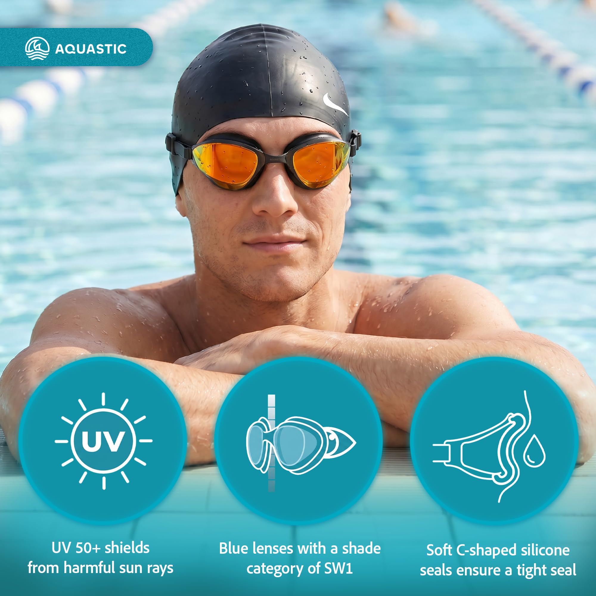 AQUASTIC Vili lunettes de natation miroir noires