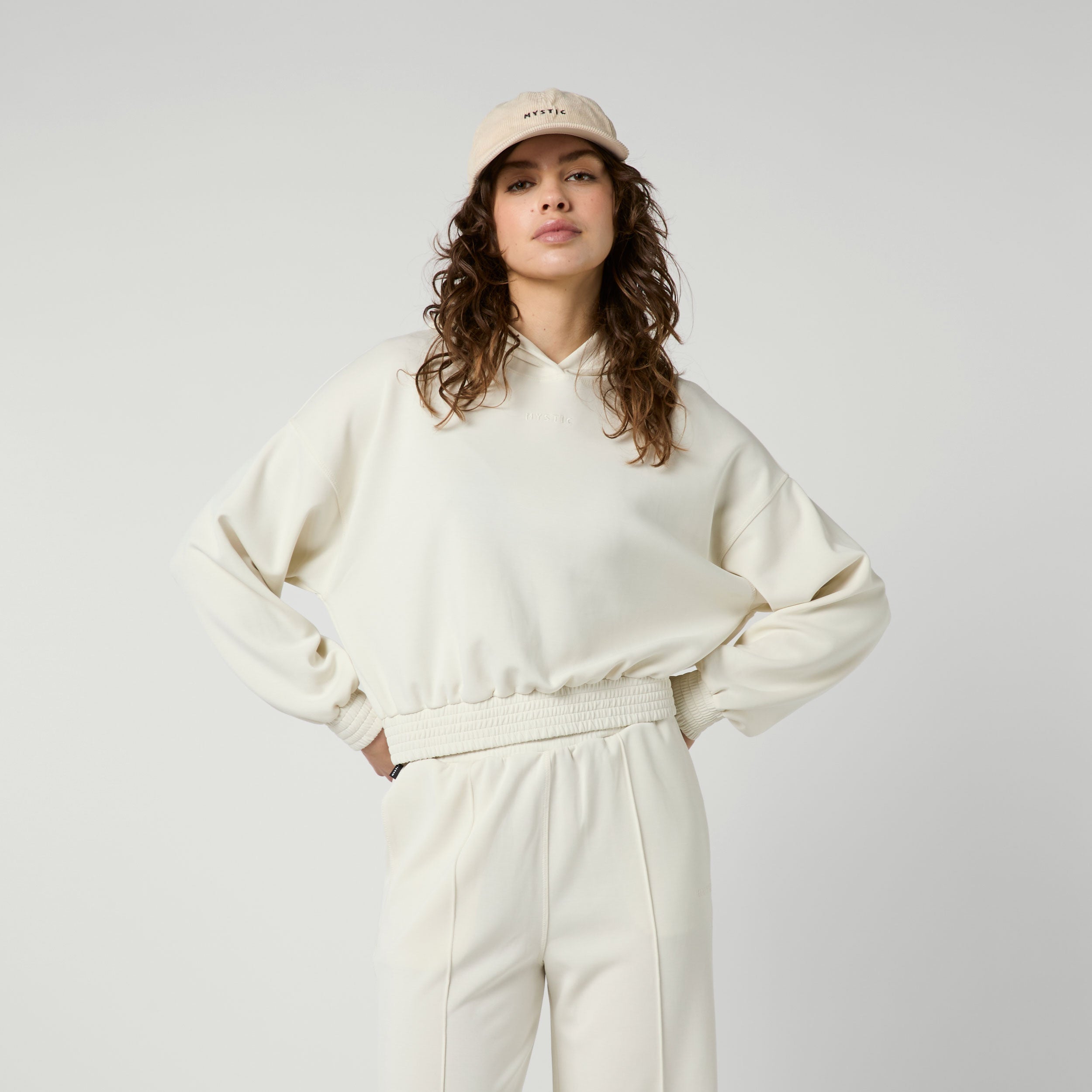 Mystic Breezy Hood sweat à capuche femme Dirty White cropped