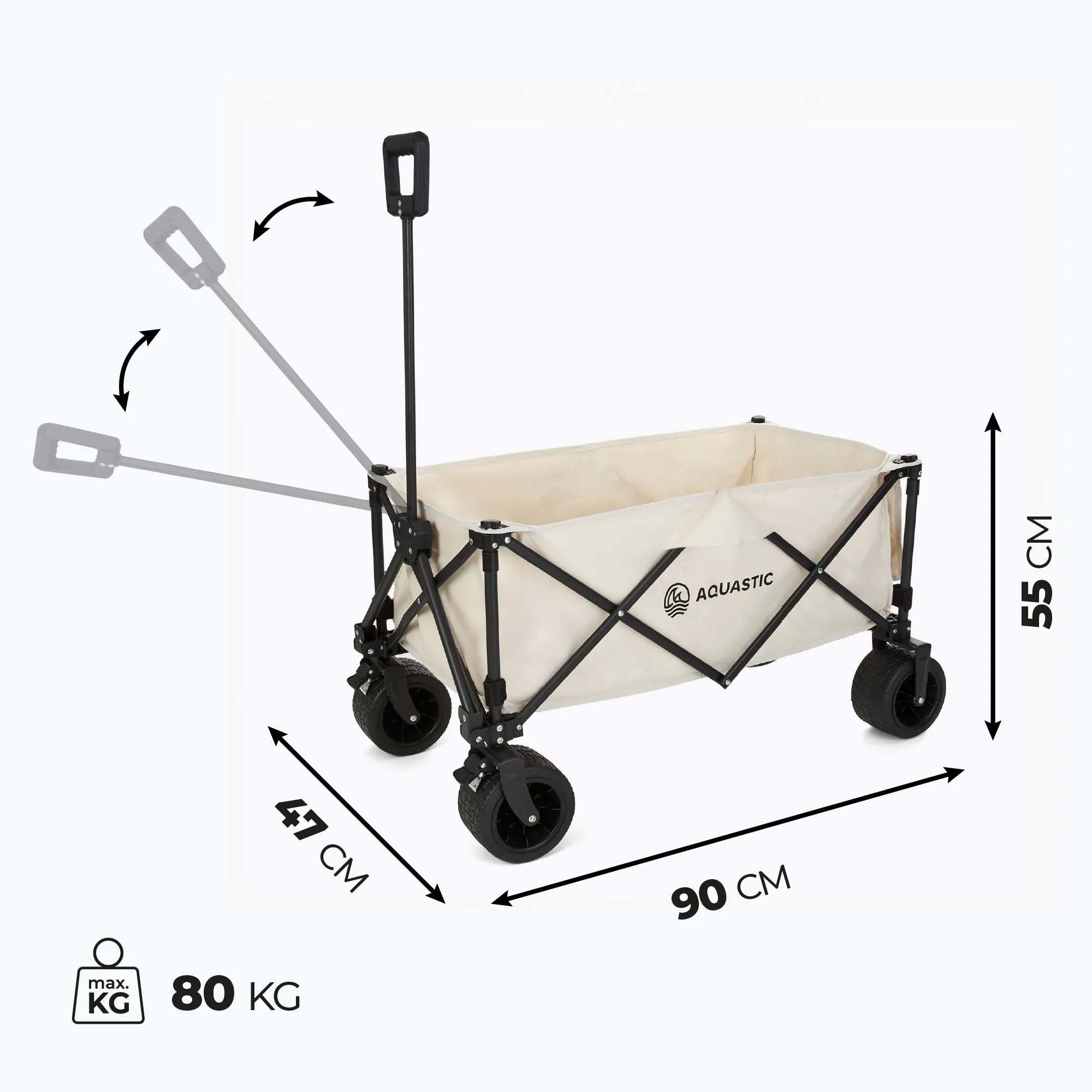 AQUASTIC Caro chariot pliable 127 L beige grandes roues