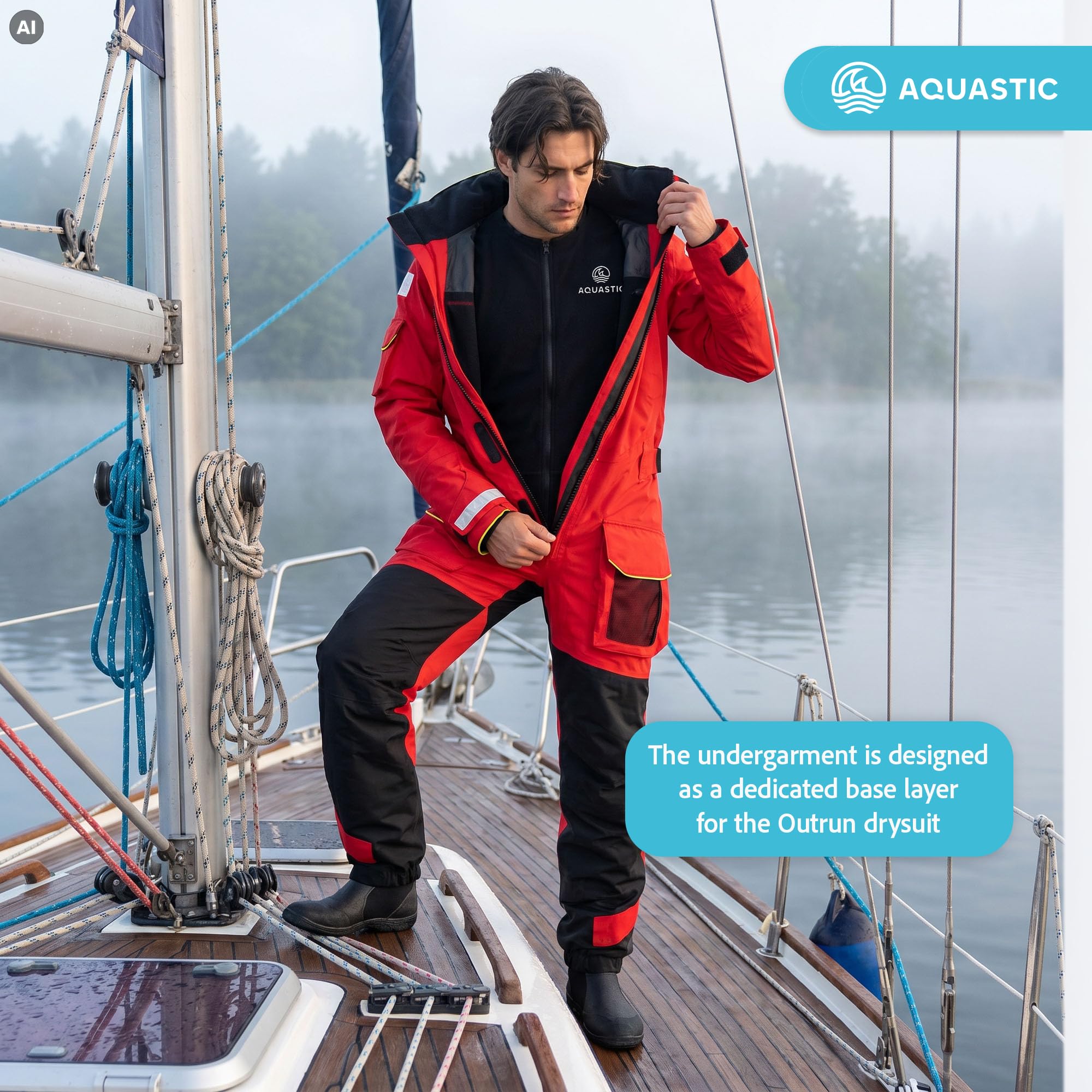 AQUASTIC Outrun sous-vêtement polaire homme noir S-XXL