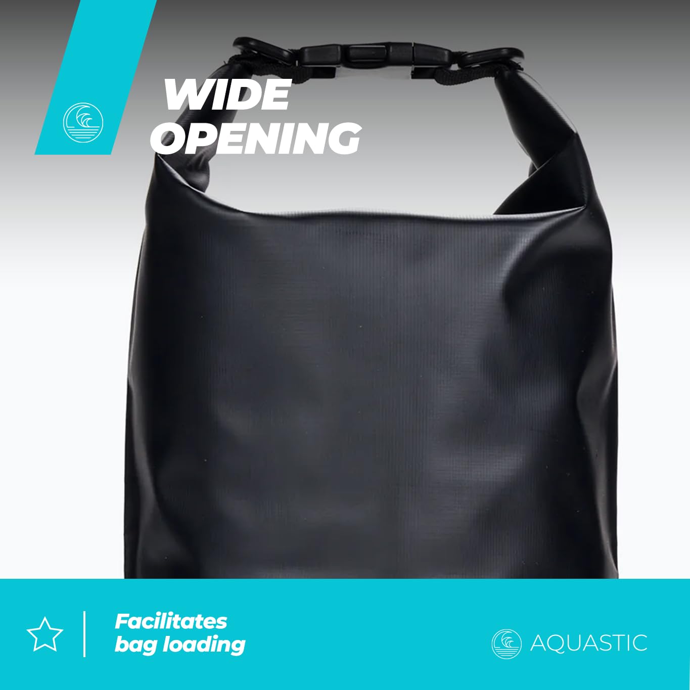 AQUASTIC sac étanche 10 L noir PVC 500D bandoulière