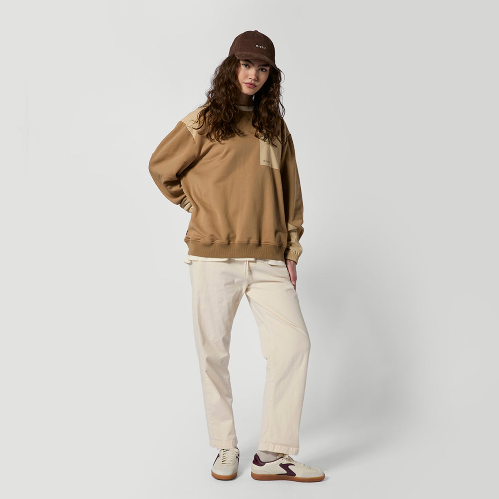 Mystic Conflux Crew sweat Slate Brown polaire stretch