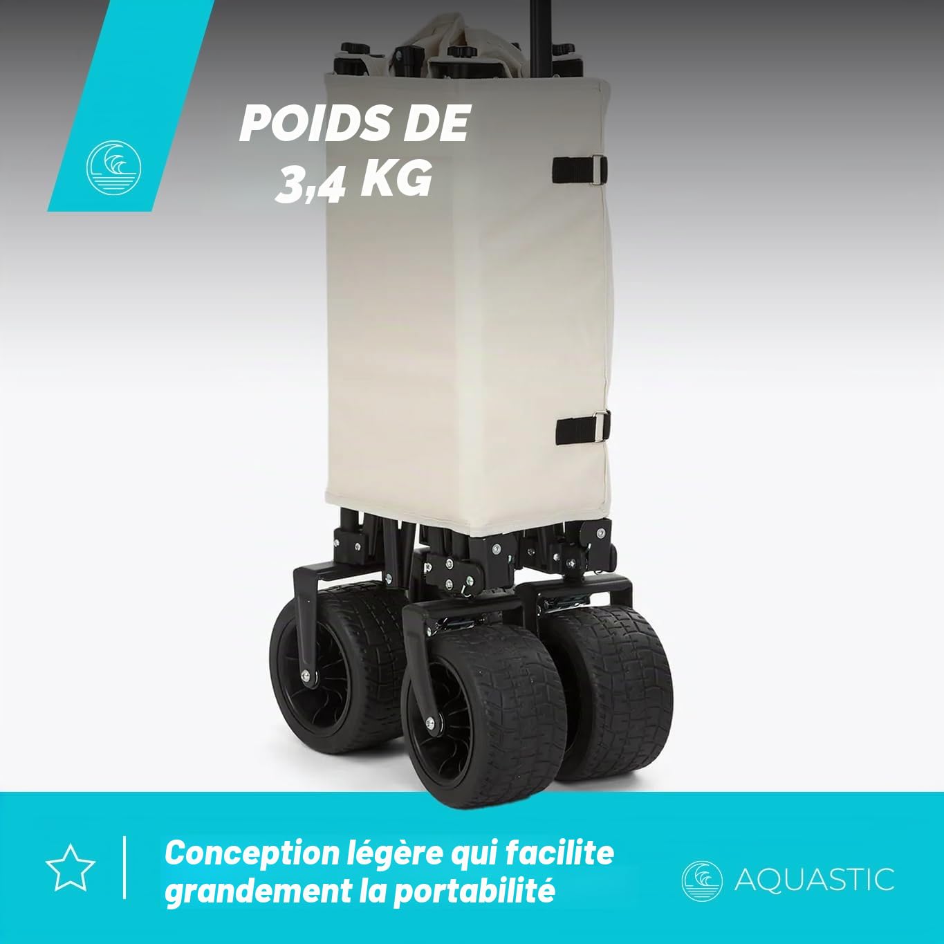 AQUASTIC Caro chariot pliable 127 L beige grandes roues