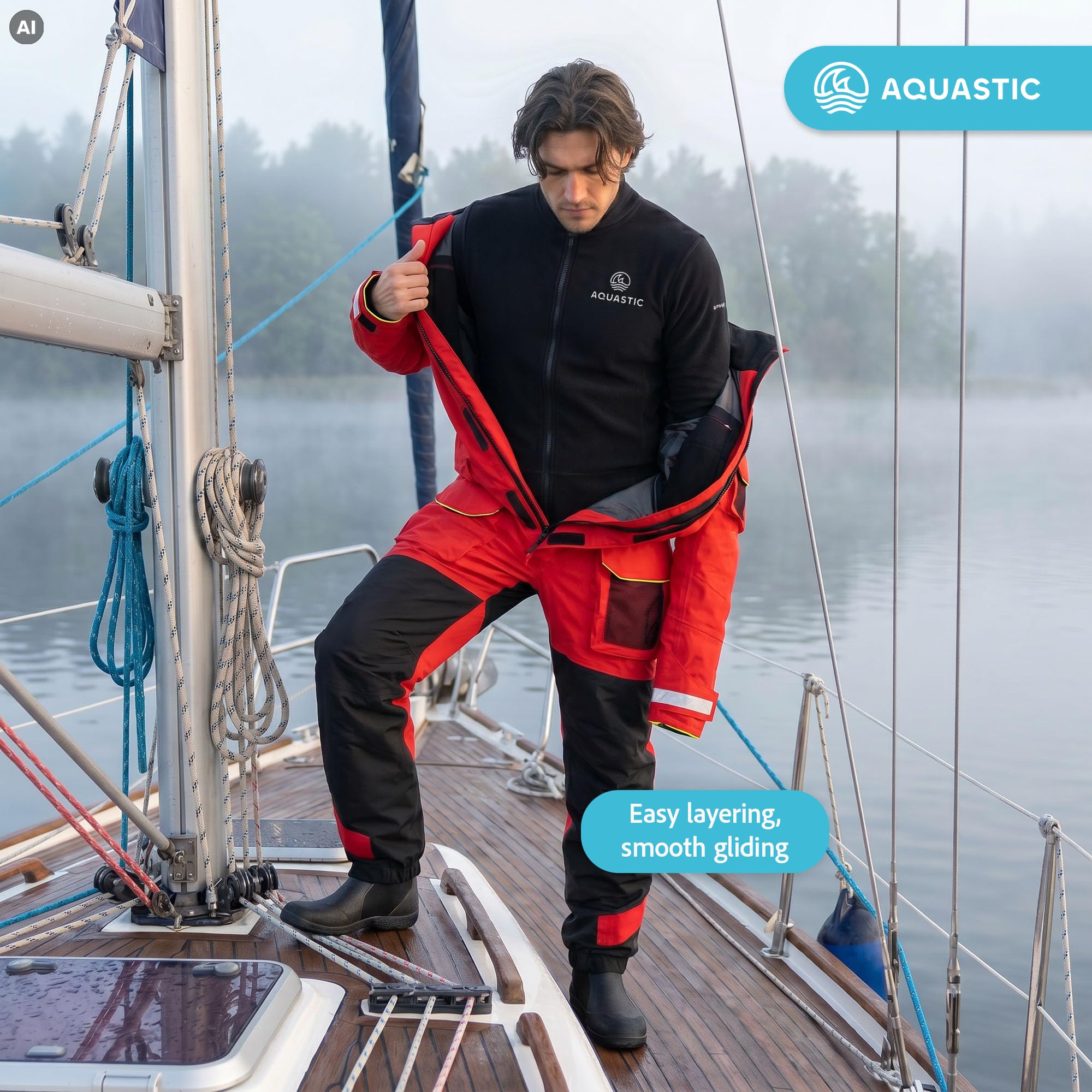 AQUASTIC Outrun sous-vêtement polaire homme noir S-XXL