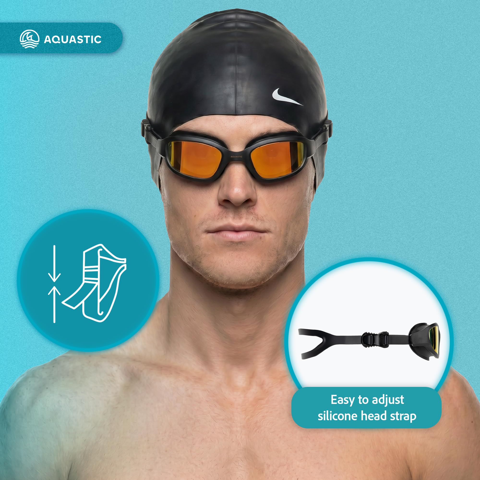 AQUASTIC Vili lunettes de natation miroir noires