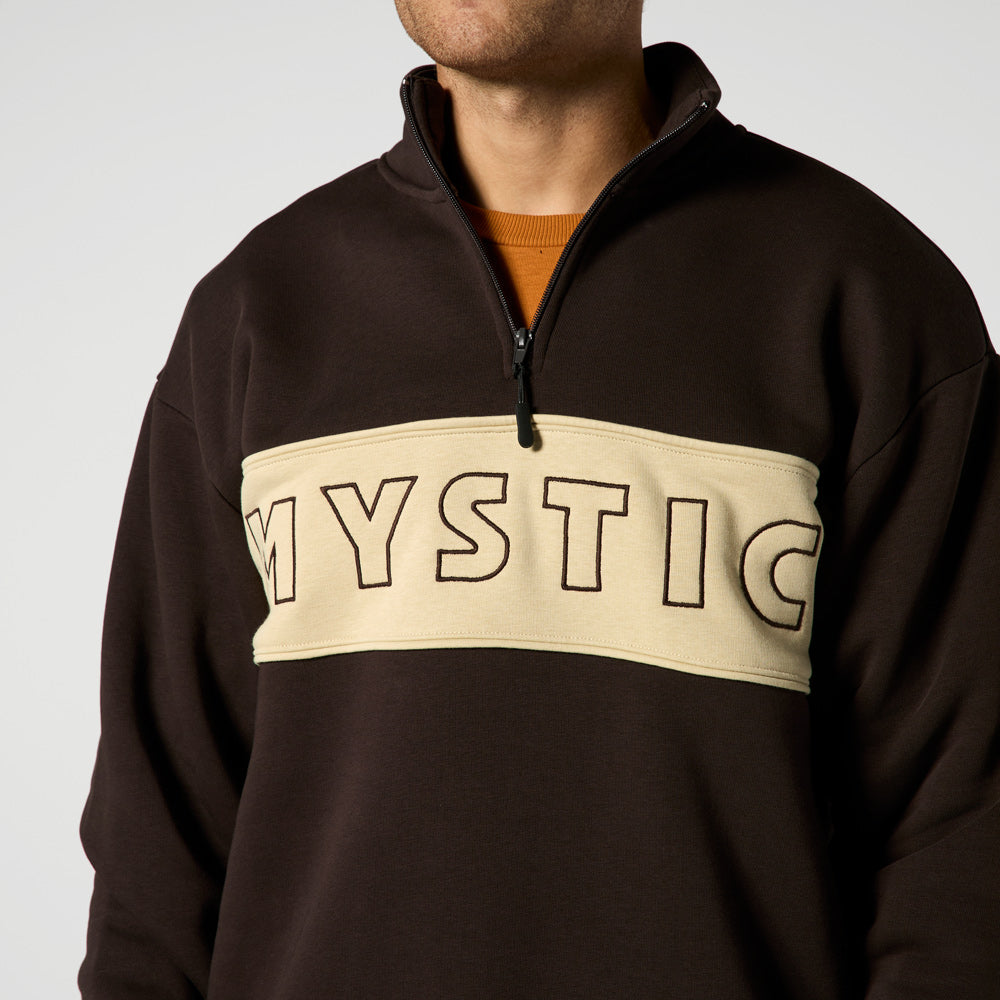 Mystic Slate sweat zippé col montant marron molleton lourd