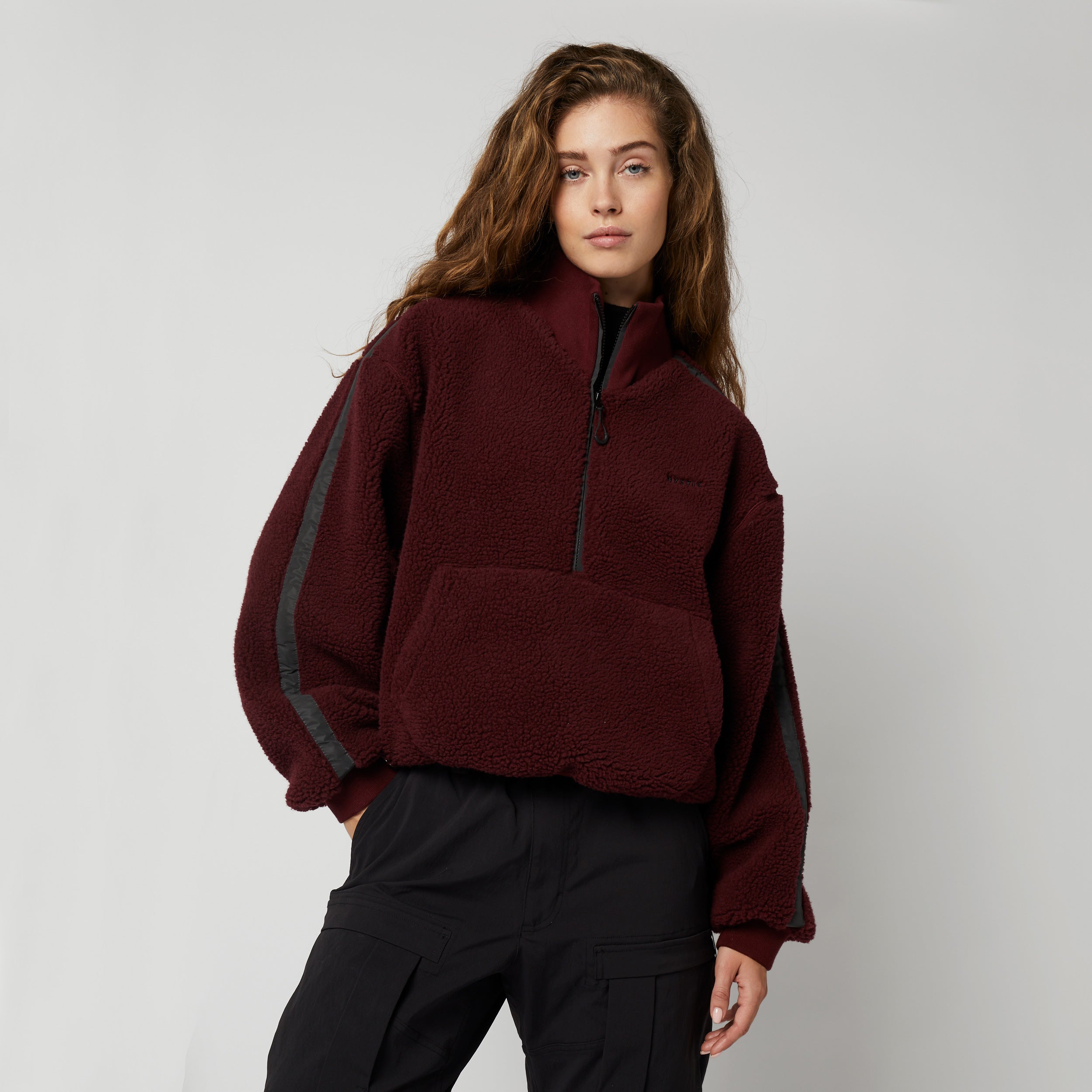 Mystic Teddy Zip Up Sweat femme rouge bordeaux L polaire