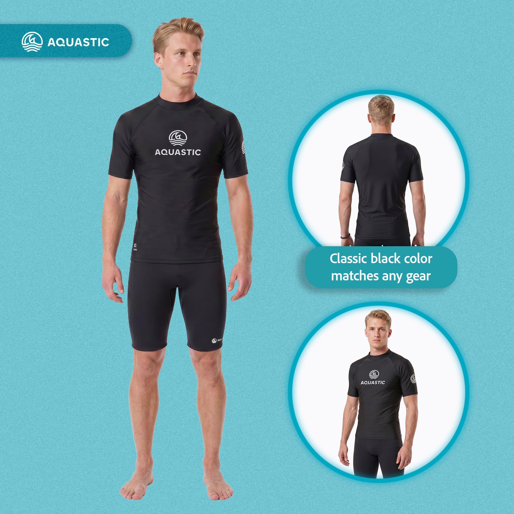 AQUASTIC Rimos t-shirt UV homme manches courtes noir UPF50+